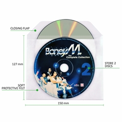 Dobbel CD-lomme med filt - 50 stk