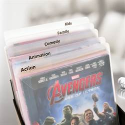 DVD Skilleblader Inkl. etiketter med forhåndstrykte filmsjangre - 16 stk.