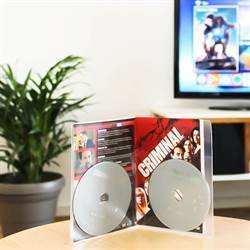 Dobbelt DVD-oppbevaringslomme med plass til cover