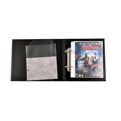Enkel/Dobbel DVD-lomme med filt og ringpermhull - 50 stk.