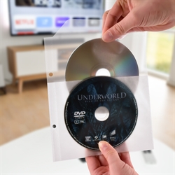 Enkel/Dobbel DVD-lomme med filt og ringpermhull - 50 stk.